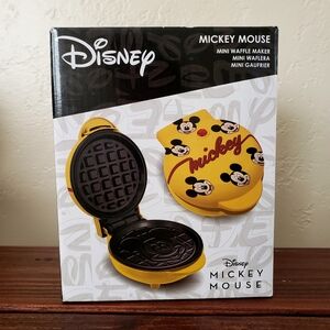 NEW Disney Mickey Mouse Mini yellow waffle maker home kitchen